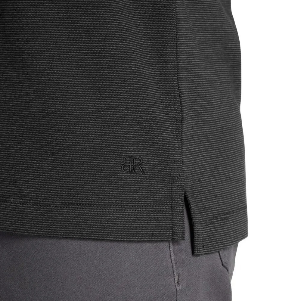 NWT - Banana Republic Men’s Luxe Polo Black Gray Stripe – Size XL